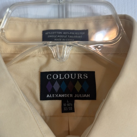 COLOURS ALEXANDER JULIAN Men's Yellow Button Down Dress Shirt - Size L - Picture 2 of 3
